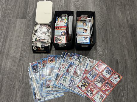 3 BOXES OF NHL CARDS W/MISC SHEETS OF NHL CARDS