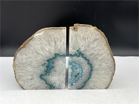 PAIR OF LARGE & DENSE AGATE BOOKENDS - 8”x5.5”x4” PER PIECE