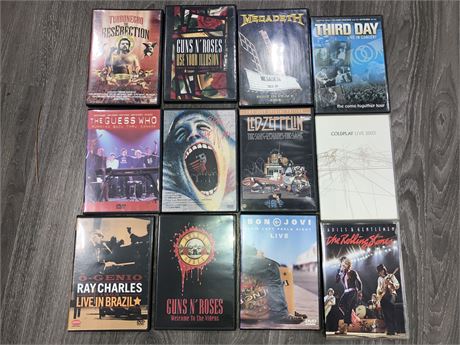 12 MUSIC DVDS -BIG NAME ARTISTS-(GOOD CONDITION)