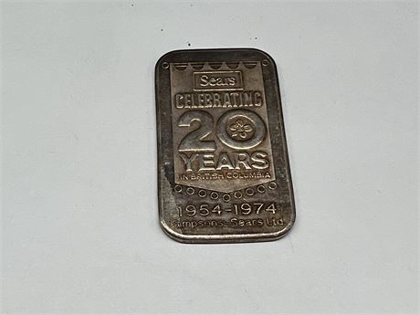 1 OZ FINE SILVER INGOT - SEARS CELEBRATION