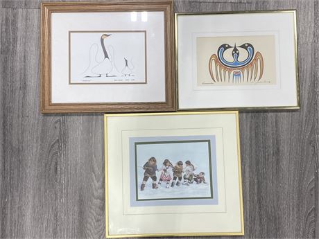 LOT OF 3 INDIGENOUS PRINTS - VARIOUS ARTISTS (SEE PHOTOS)