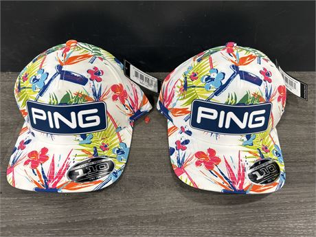 2 NEW W/TAGS PING GOLF HATS