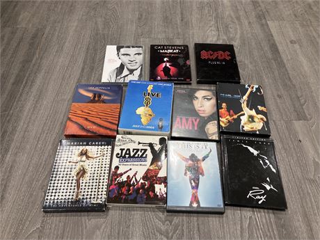 11 MUSIC DVDS  (GOOD CONDITION)