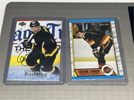 ROOKIE OPC LINDEN & AUTOGRAPHED CLIFF RONNING CARD