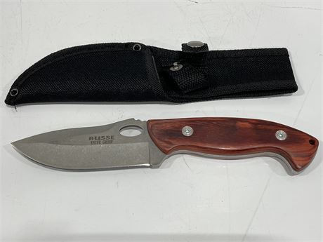BUSSE HUNTING KNIFE W/SHEATH (4” BLADE/8.5” OVERALL)