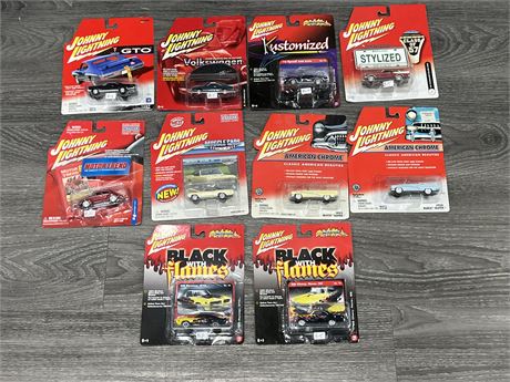 10 JOHNNY LIGHTNING DIECAST CARS IN PACKAGE