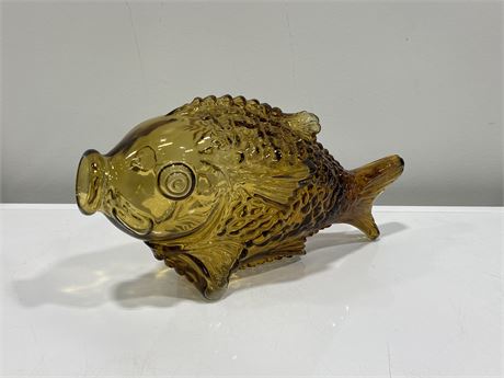 LARGE AMBER GLASS FISH (14”)