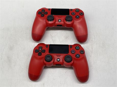 2 RED PS4 CONTROLLERS