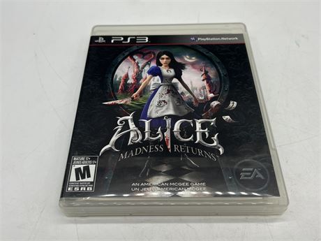 ALICE MADNESS RETURNS - PS3 - COMPLETE EXCELLENT CONDITION