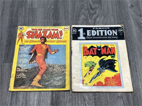 BATMAN & SHAZAM LIMITED EDITION VINTAGE COMIC MAGS - BATMAN IS LOW GRADE
