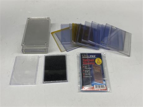 LOT OF CARD CASES, SLEEVES & TOP LOADERS
