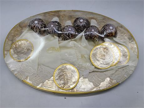 NEW OLD STOCK CAPIZ SHELL DINNER PLACE SETTING FOR 6