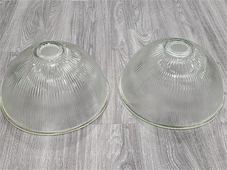 2 VINTAGE HEAVY GLASS LAMPSHADES