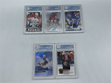 LOT OF 5 GCG GRADED ROOKIE NHL CARDS