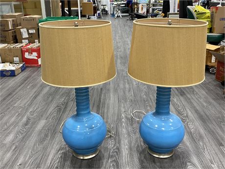 2 BEAUTIFUL BLUE MATCHING LAMPS (3FT tall)