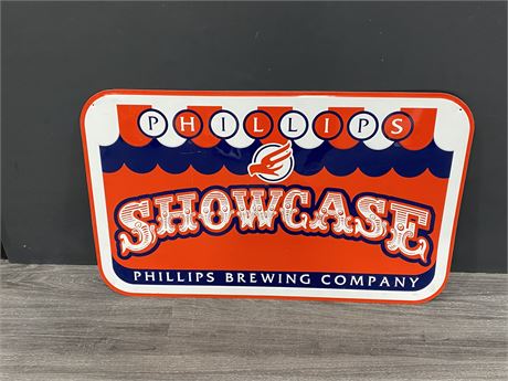 PHILLIPS SHOWCASE BREWING COMPANY METAL SIGN (30”x18”)