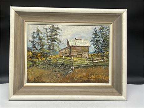 SIGNED EVELYN NAPPER OIL ON BOARD 19”x15”