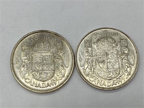 1952 & 1956 SILVER 50 CENT PIECES