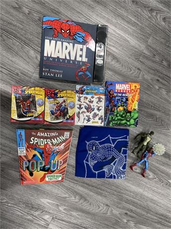 MARVEL LOT OF PUZZLES / BOOKS / TOYS
