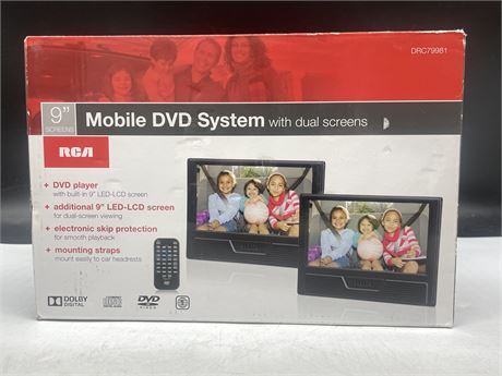 NEW RCA 9” MOBILE DVD SYSTEM WITH 2 SCREENS