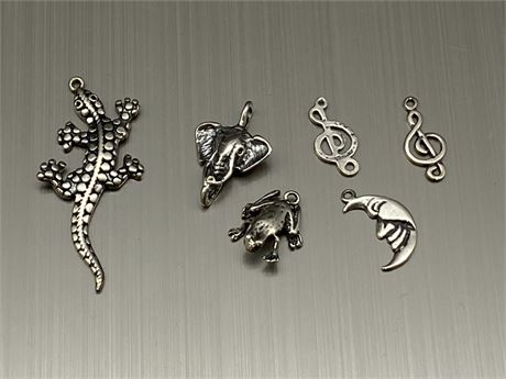 6 STERLING CHARMS