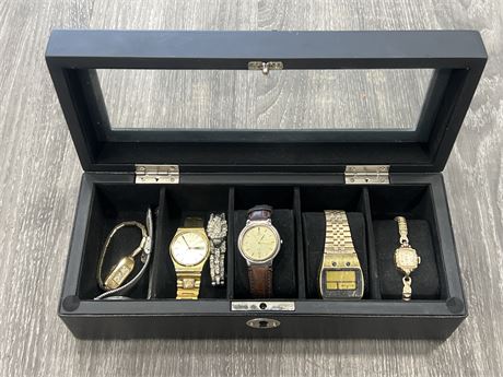 WATCH CASE W/MISC WATCHES - AS IS