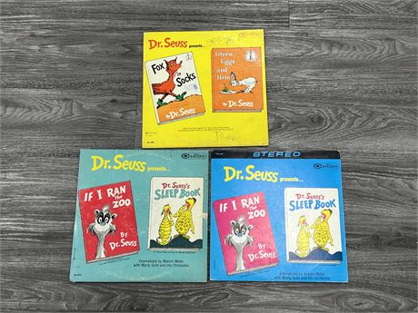 3 DR.SUESS RECORDS - 1 EXCELLENT CONDITION / 2 SCRATCHED