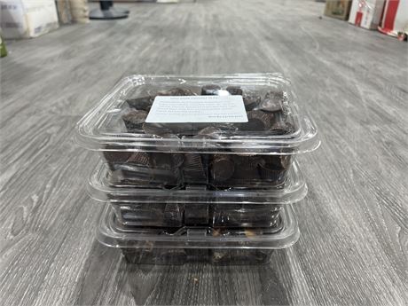 3 TUBS OF MINI DARK CHOCOLATE PEANUT BUTTER CUPS - EXP 11/19/2022