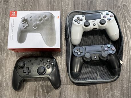 NINTENDO SWITCH CONTROLLER & 2 PS4 CONTROLLERS (Untested, as is)