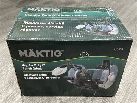 MAKTIQ REGULAR DUTY 6” BENCH GRINDER  - NEW IN BOX