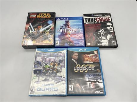 5 MISC GAMES - 2 SEALED (WIIU / GAMECUBE / PS4 / PC)