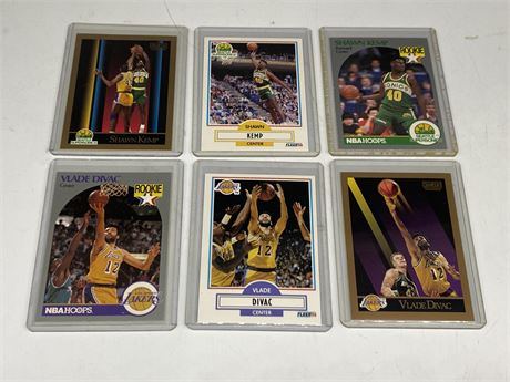 6 NBA ROOKIE CARDS (3 Divac, 3 Kemp)