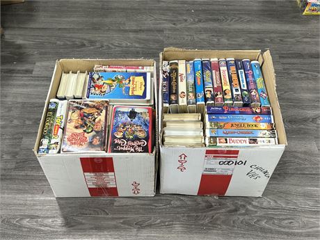 2 BOXES OF VINTAGE KIDS VHS