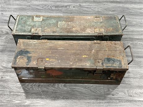 2 WORLD WAR AMMO CRATES - 1 DATED 1944 (31” long)