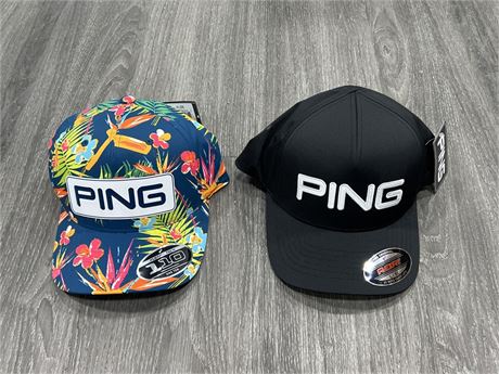 2 NEW PING GOLF HATS
