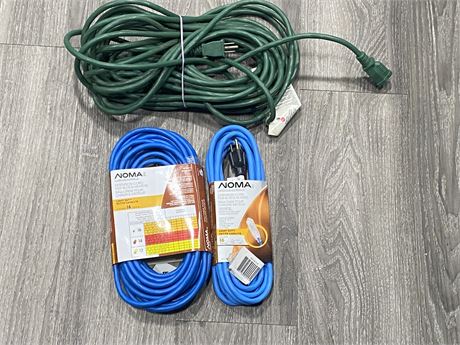 2 NEW NOMA EXTENSION CORDS & 1 USED EXTENSION CORD