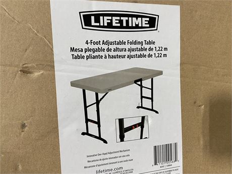 4 FOOT ADJUSTABLE FOLDING TABLE IN BOX
