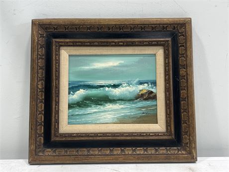 VINTAGE OIL ON CANVAS FRAMED SIGNED PAINTING - 17”x15”
