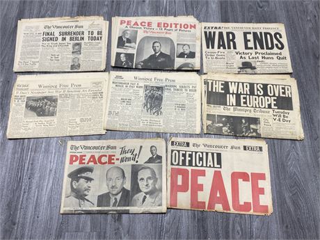 8 WAR IS OVER 1945 CANADIAN NEWSPAPERS