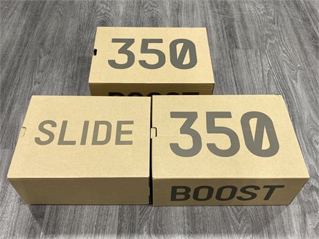 3 EMPTY BOXES OF YEEZY BOOST SLIDES - NO SLIDES
