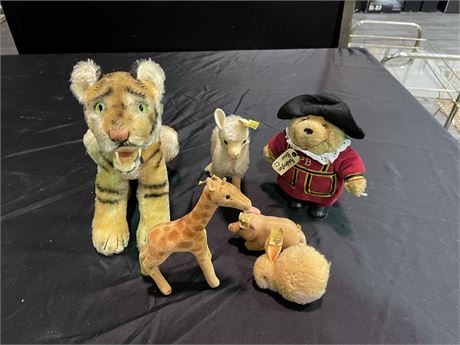 VINTAGE COLLECTABLE STUFFED ANIMALS WITH TAGS (Steiff Tiger)