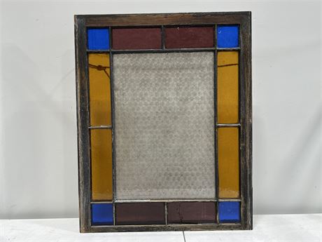 1920s ANTIQUE CHURCH STAINED GLASS WINDOW (30”x38”)