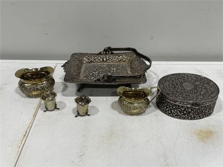 4 PIECES REPOUSE SILVER PLATE + S + P SILVER PLATE