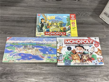3 MONOPOLY GAMES INCLUDING VANCOUVER MONOPOLY