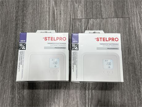 2 NEW 4000W STELPRO ELECTRONIC PROGRAMABLE THERMOSTATS