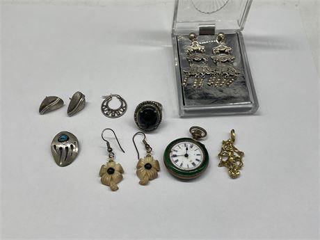 LOT OF MISC JEWELRY MOSTLY STERLING