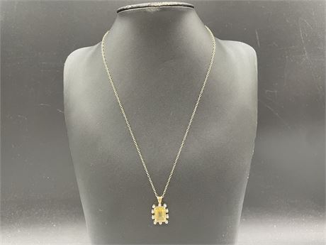 STERLING SILVER 925 18K PLATED CITRINE NECKLACE