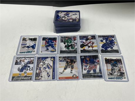 40+ NHL YOUNG GUNS CARDS IN TOP LOADERS
