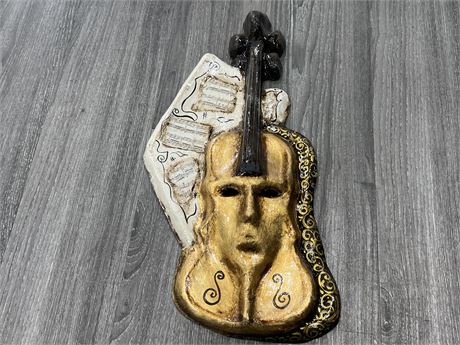 STAMPED VENETIAN VIVALDI WALL MASK - HAND CRAFTED IN ITALY - 22” TALL