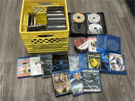 CRATE OF BLU RAYS / DVDS
